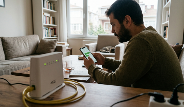 Evde İnternet Hızını Ölçme - Evde internet hızını ölçme işlemi yapan kullanıcı