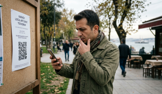 QR kod dolandırıcılığı için telefonda bağlantı kontrolü