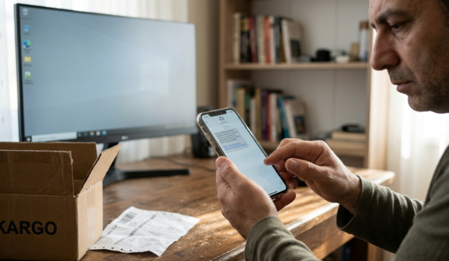 Sahte kargo mesajı içeren SMS bağlantısını telefonda kontrol etme