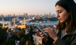 Telefon gece çekimi yapan kullanıcı