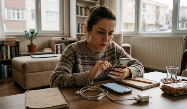 Telefonun Şarjı Neden Hızlı Bitiyor? Pil Tüketimini - Telefon şarjı pil tüketimini gösteren akıllı telefon